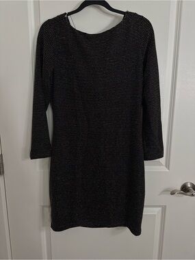 Women's Black Sparkle Boatneck Sheath Dress